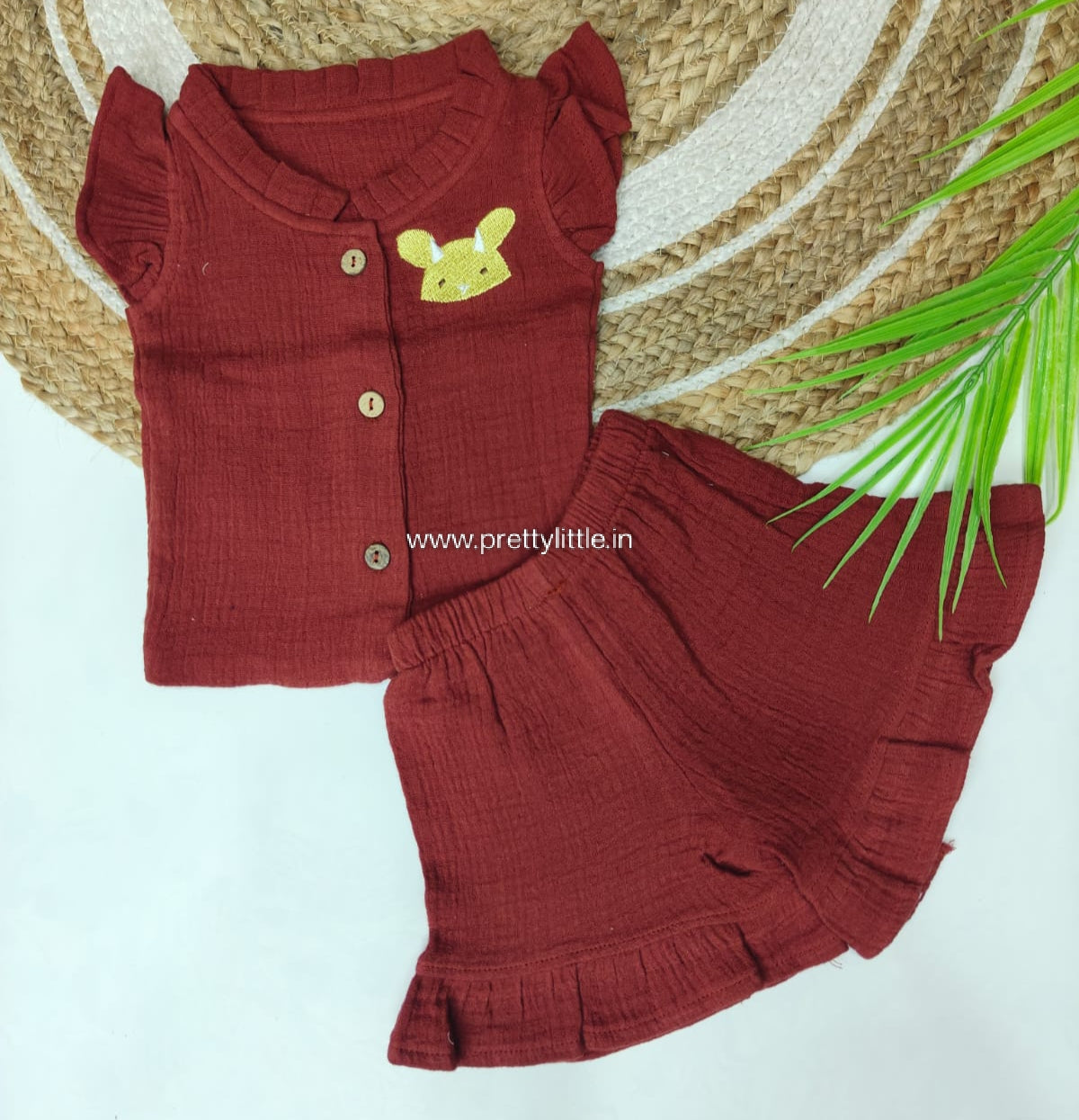 Premium Muslin Crinkled Co-Ord Set for Baby Girl (Any 1)