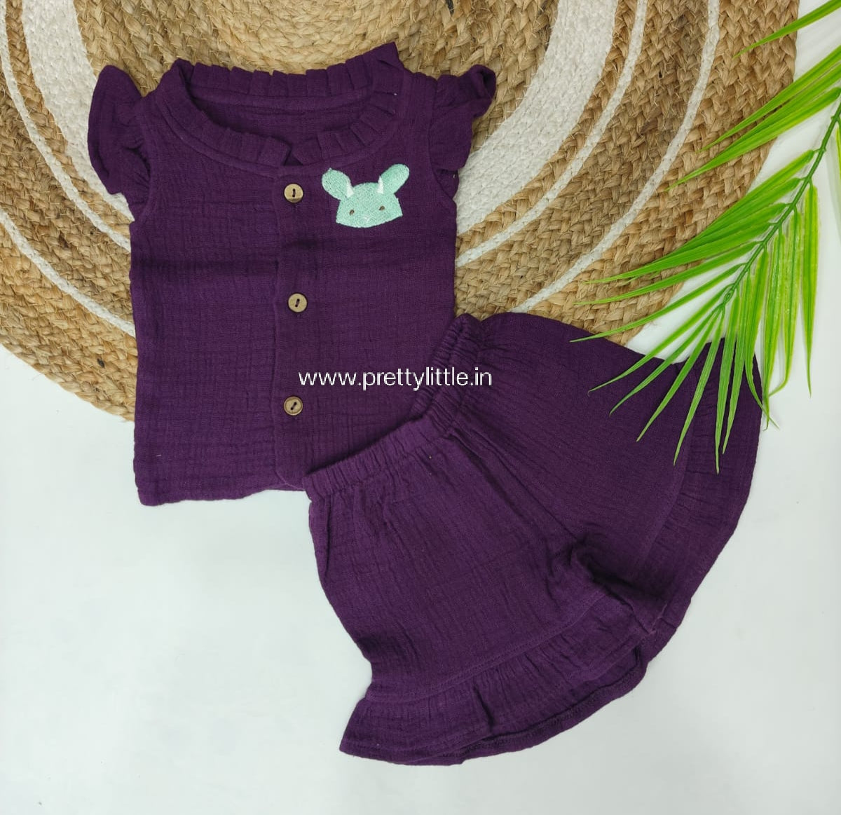 Premium Muslin Crinkled Co-Ord Set for Baby Girl (Any 1)