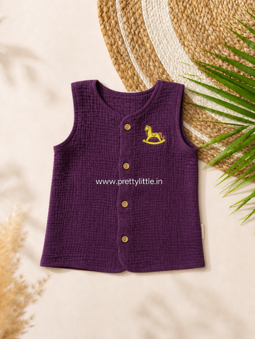 Crinkled Muslin Sleeveless jabla Baby Top – Soft Cotton Comfort| 0-2 Years