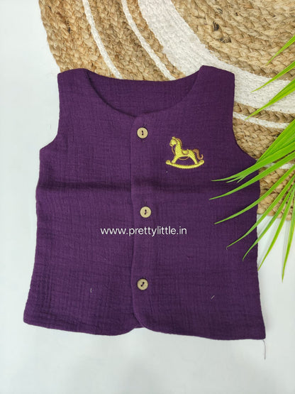 Crinkled Muslin Sleeveless jabla Baby Top – Soft Cotton Comfort| 0-2 Years