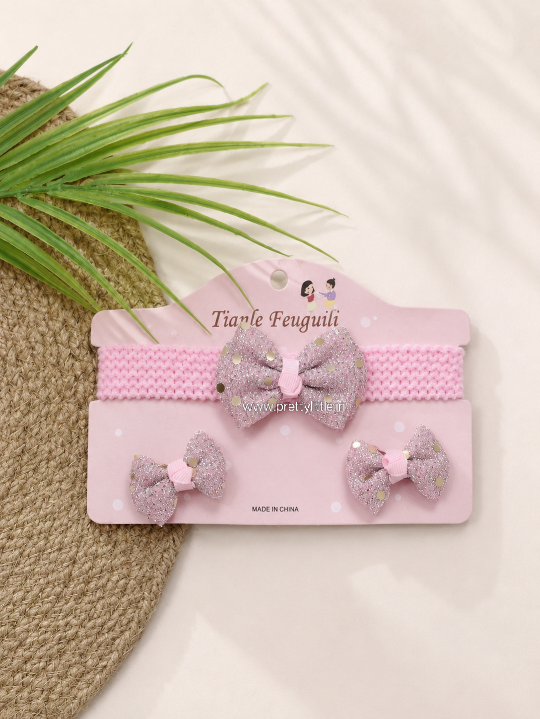 Baby Girl Glitter Bow Headband Set