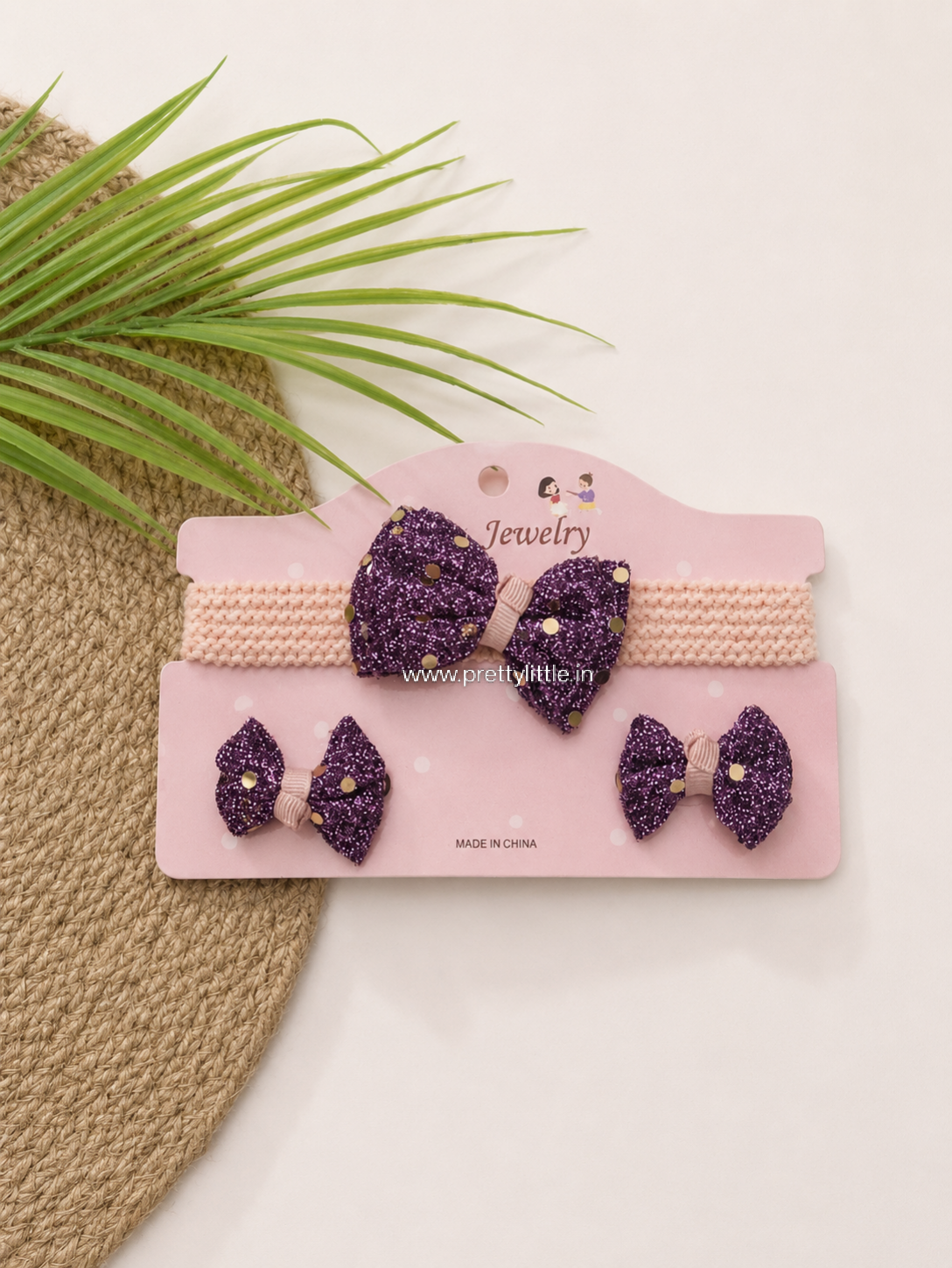 Baby Girl Glitter Bow Headband Set