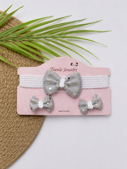 Baby Girl Glitter Bow Headband Set