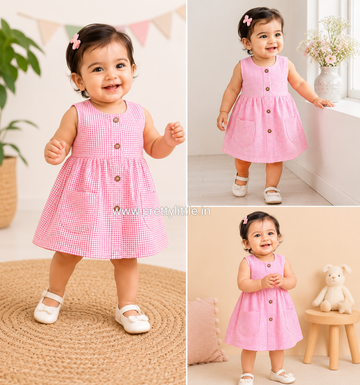 Chic & Comfy Checkered apple Pocket Dress – Stylish & Playful!" ( Best 3 dispatched)