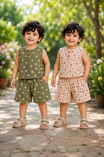 Crinkled Printed Co-Ord Set for Kids  – Ultra-Soft Baby Wear
