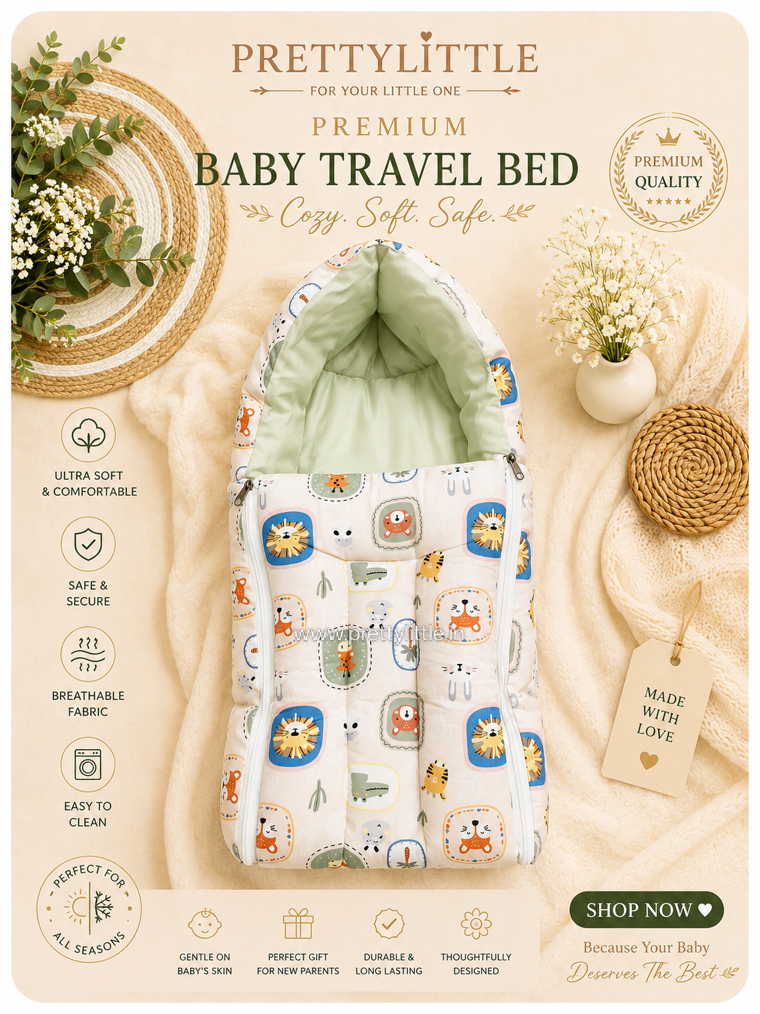 Premium Muslin Baby Carry Nest – Soft Breathable Big Size (best one dispatched)