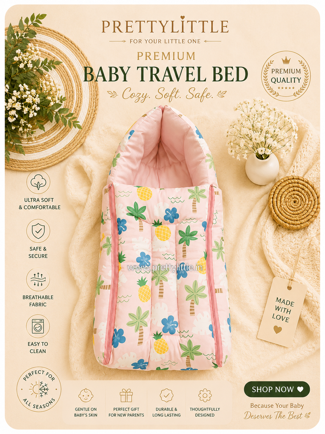 Premium Muslin Baby Carry Nest – Soft Breathable Big Size (best one dispatched)