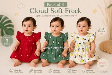 Pack of 3 cloud soft  Muslin Baby Frock | 0–2 Years | Soft & Breathable (Assorted Pack)