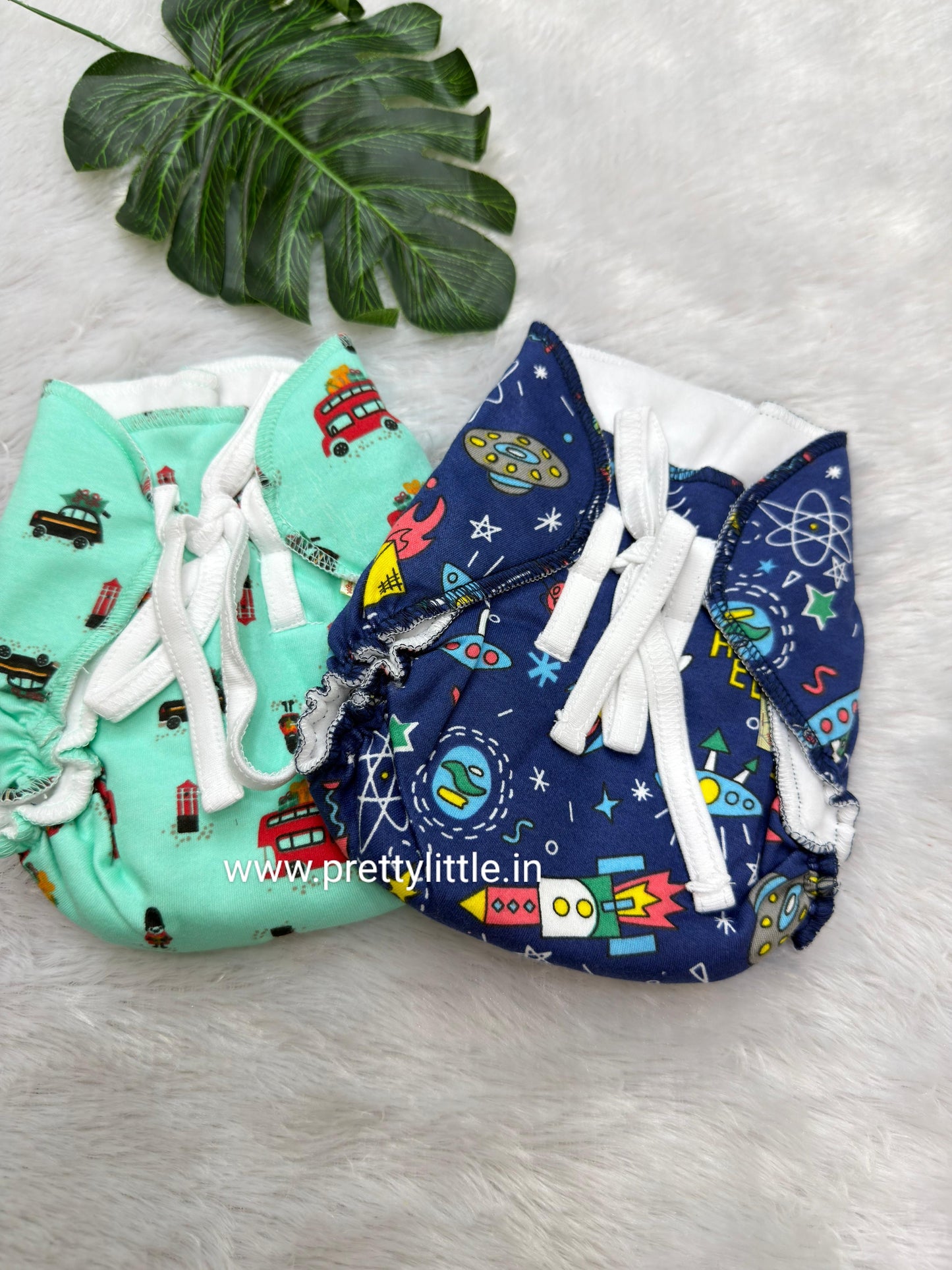 Dry Feel Reusable Langot | Washable Padded Nappy | Combed Cotton | 0–3 Months (pack of 2)