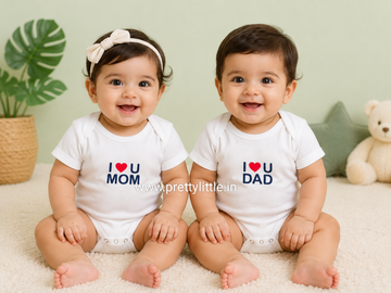 I Love Mom & Dad Printed Onesie | Newborn Photoshoot Outfit | 0-3 Months