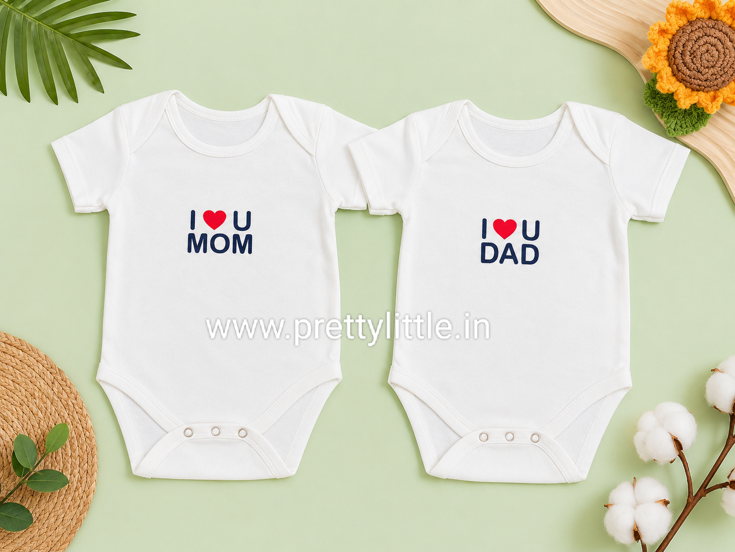 I Love Mom & Dad Printed Onesie | Newborn Photoshoot Outfit | 0-3 Months