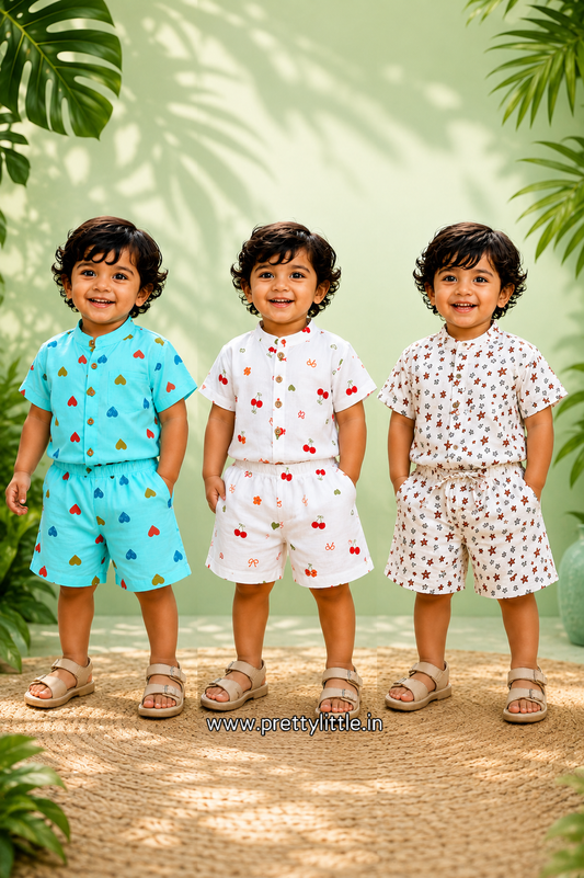Cloud Soft Muslin Co-ord Set pack of 3 – Ultra-Soft Baby Wear (upto 6 year) (Assorted)
