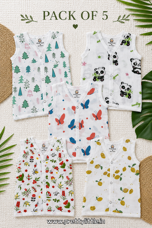 Combo Pack Panda and friends Muslin Jablas for Babies ( Pack of 5)