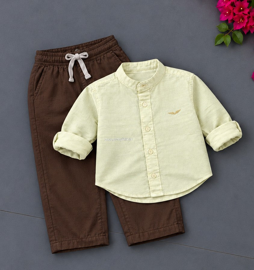 Little Gentleman Mandarin Collar Shirt & Cargo Pant Set –| 1-7 year
