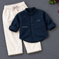 Little Gentleman Mandarin Collar Shirt & Cargo Pant Set –| 1-7 year