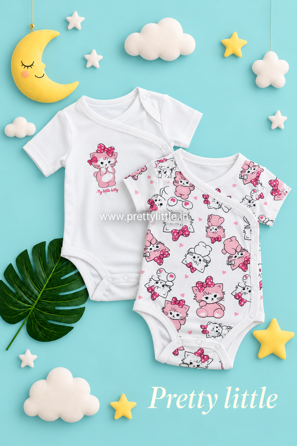 Cuddle Kitty Wrap Onesies – Pack of 2 | 0–3 Months