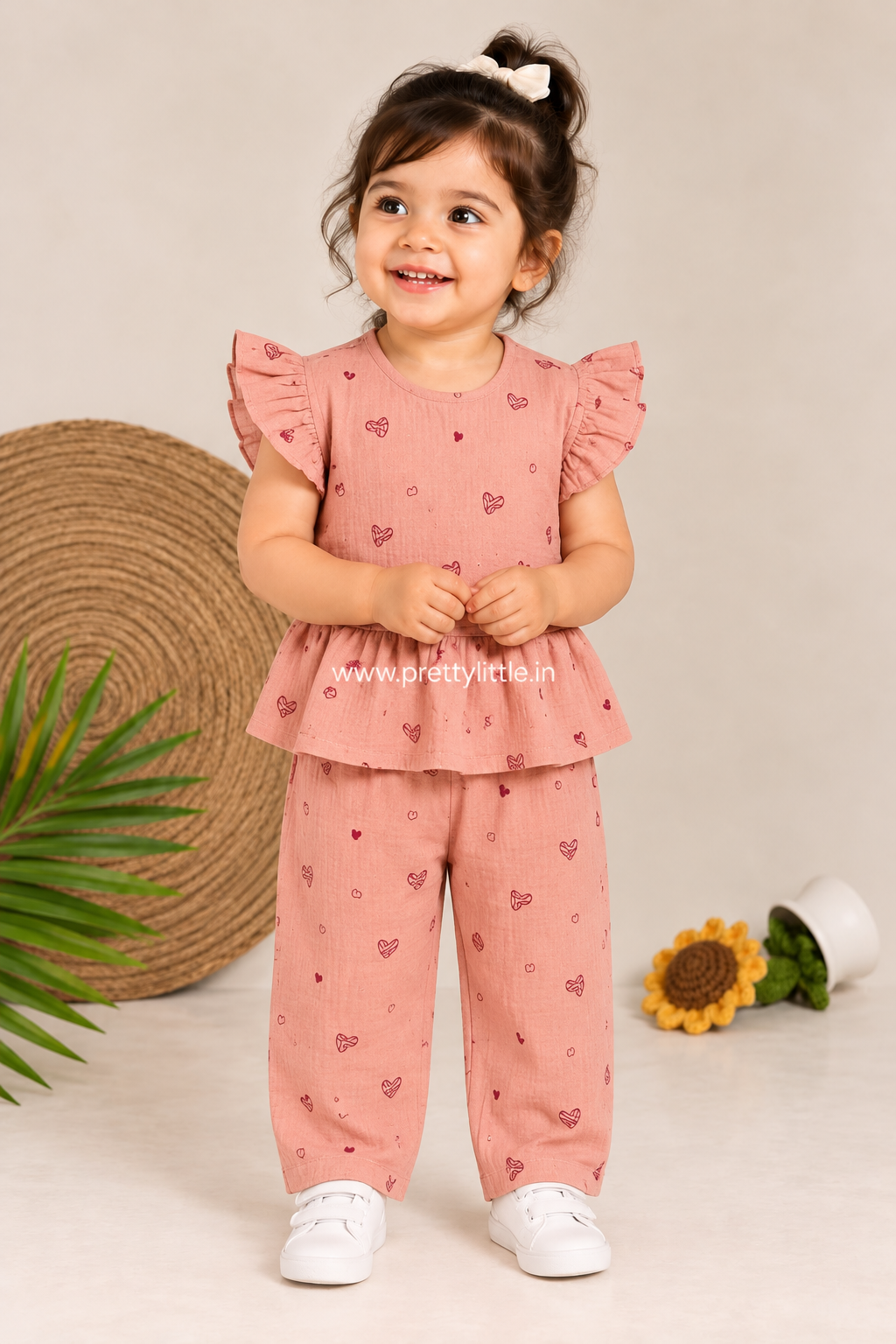 Little Charm Muslin Peplum Top & Pant Set