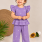 Little Charm Muslin Peplum Top & Pant Set