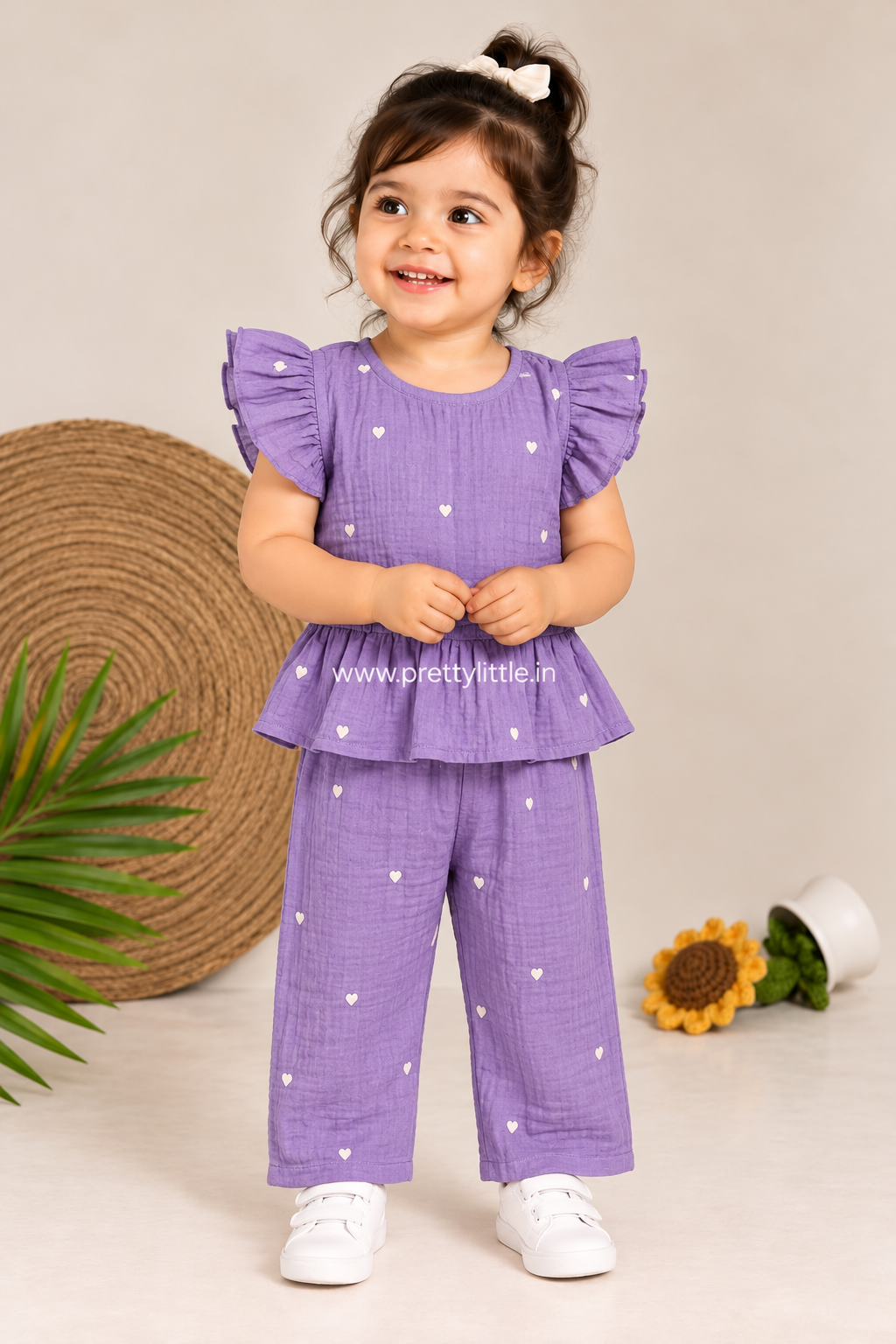 Little Charm Muslin Peplum Top & Pant Set