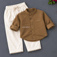 Little Gentleman Mandarin Collar Shirt & Cargo Pant Set –| 1-7 year