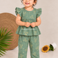 Little Charm Muslin Peplum Top & Pant Set