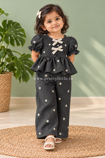 Daisy Belle Bow Peplum Top & Pant Set – |2–7 Years