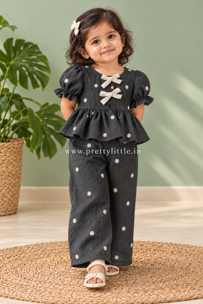 Daisy Belle Bow Peplum Top & Pant Set – |2–7 Years