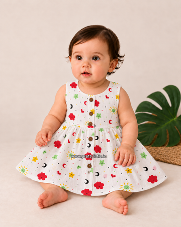 Tiny Treasures Muslin Button-Front Baby Frock |0-18 month